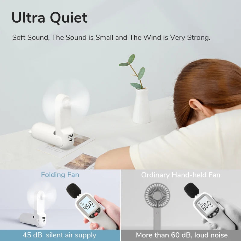 3-in-1 Mini Handheld Fan – USB, Power Bank & Light