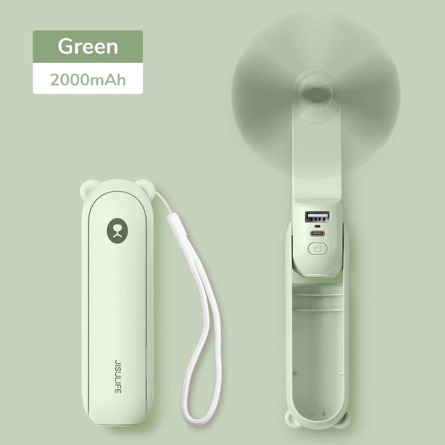 3-in-1 Mini Handheld Fan – USB, Power Bank & Light