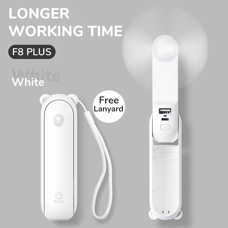 3-in-1 Mini Handheld Fan – USB, Power Bank & Light