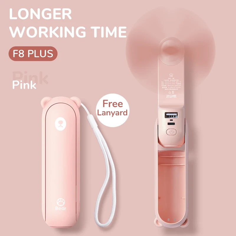 3-in-1 Mini Handheld Fan – USB, Power Bank & Light