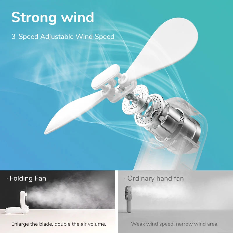 3-in-1 Mini Handheld Fan – USB, Power Bank & Light