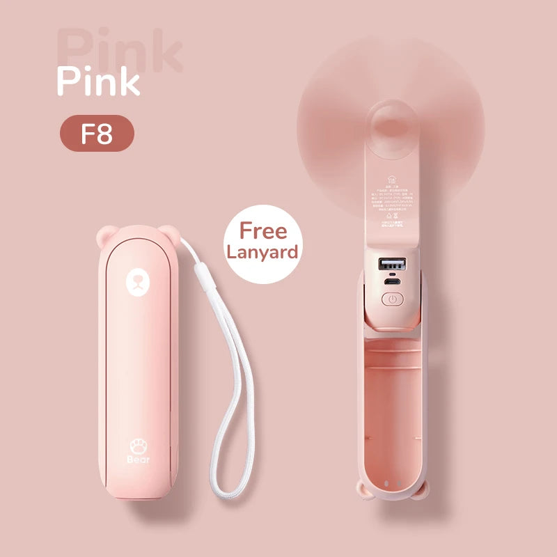 3-in-1 Mini Handheld Fan – USB, Power Bank & Light