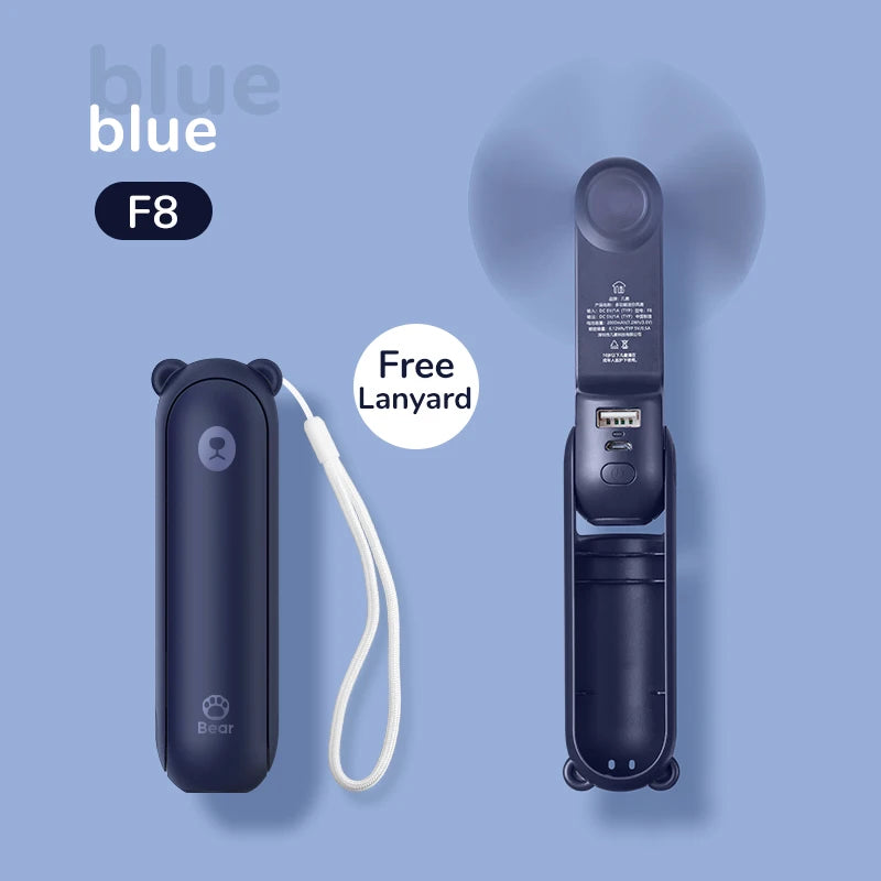 3-in-1 Mini Handheld Fan – USB, Power Bank & Light